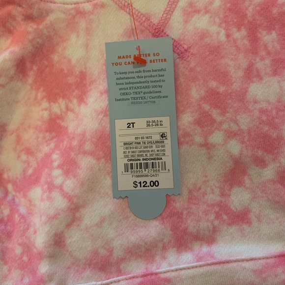 Cat & Jack tie dye hoodie Brand New in bag . Bright pink size 2T - Picture 3 of 5